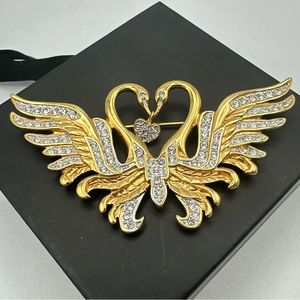 Vintage Nolan Miller Brooch Double Swan #776